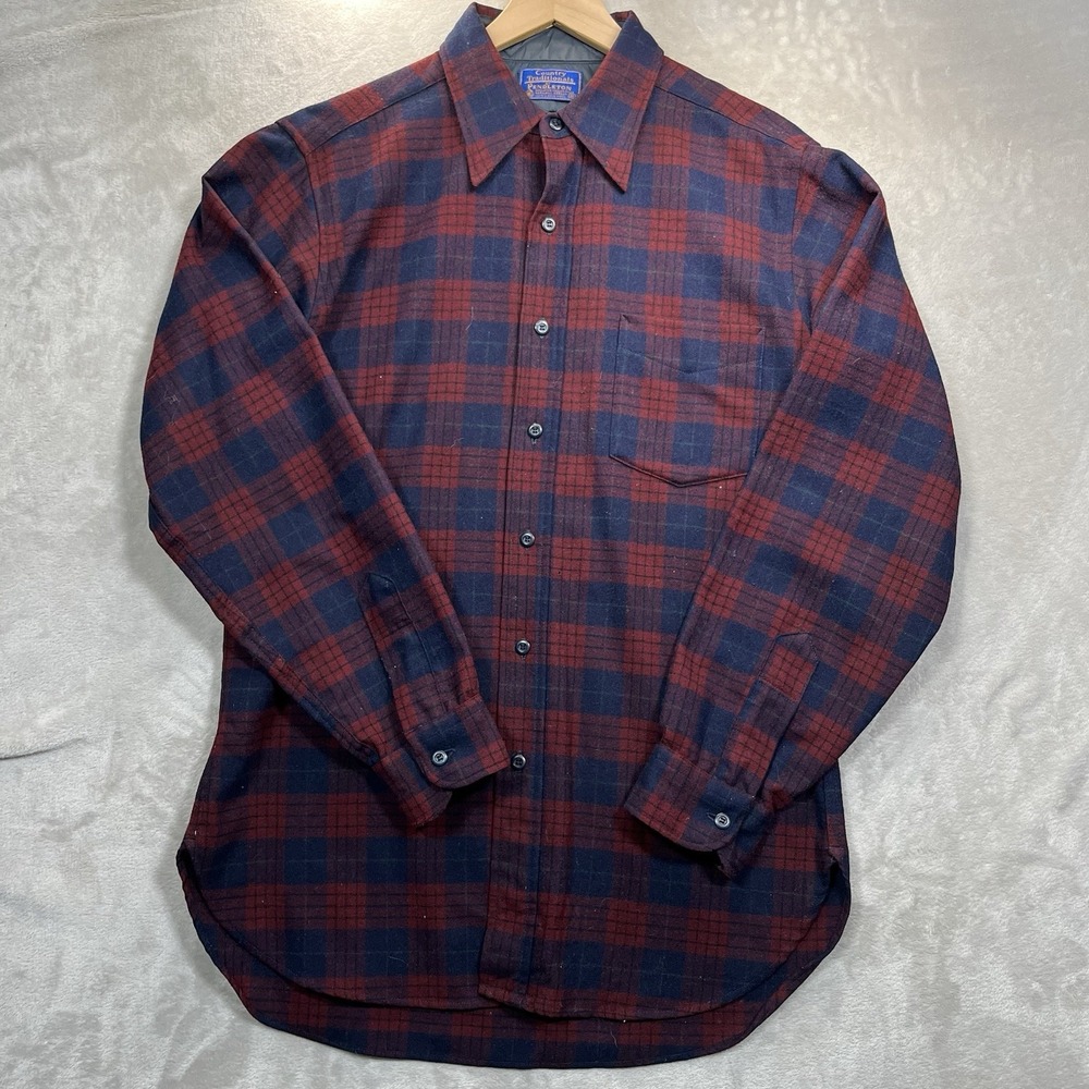 Vintage Pendleton Country Traditionals Shirt Men M Plaid Wool Button Up